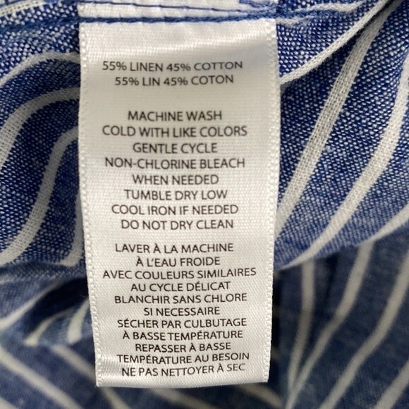 Beachlunchlounge Giavanna Stripe Linen Cotton Tie Pull On Beach Pants Cerulean - Picture 10 of 15